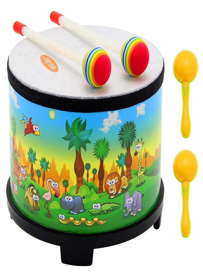 Crafteem Floor Tom Drum for Kids 8-inch Percussion Instrument Music Drum with 2 Mallets and Color Maracas for Baby Children Special Christmas Birthday Toy Gift - Image 1